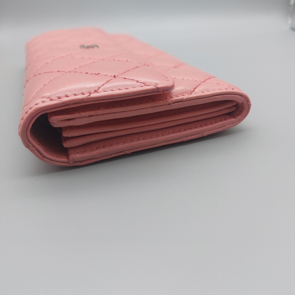 CHANEL Authentic Quilted Leather Pink Long Wallet/Clutch - Picture 15 of 17